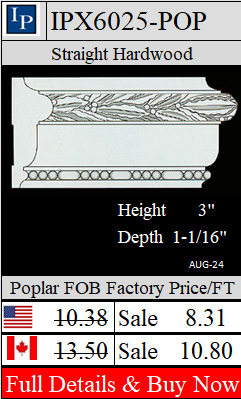 IPX6025 Poplar Casing 3" with leaf motif