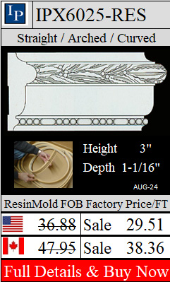 IPX6025 Leaf Casing 3" wide Flexible ResinMold