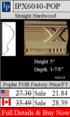 IPX6040 Poplar 5" wide Ribbon and Reed Casing