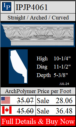 IPJP4061 Art Deco Crown 10-1/4" high x 5-3/8" deep