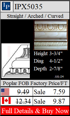 IPX5035 Embossed Crown 3-3/4" high x 2-7/8" deep