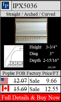 IPX5036 Embossed Crown 3-3/4" high x 2-15/16" deep