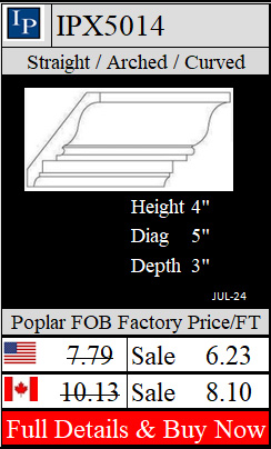 IPX5014 hardwood crown 4" high x 3" deep