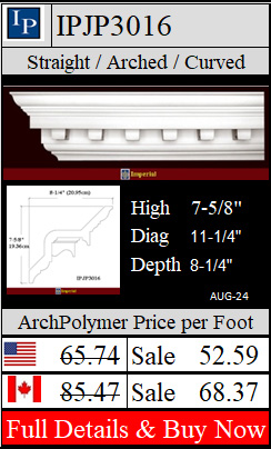 IPJP3016 Federal Crown 7-5/8" high x 8-1/4" deep 