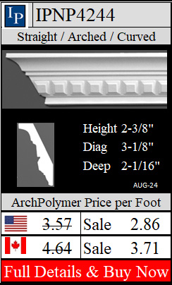 IPNP4244 Federal Crown Moulding 2-3/8" high x 2-1/16" deep 