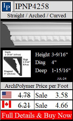 IPNP4258 dentil crown 3-9/16" high x 1-15/16' deep