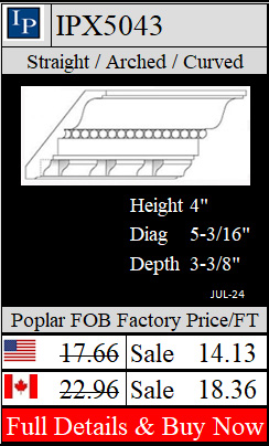 IPX5043 Federal Crown 4" high x 3-3/8" deep